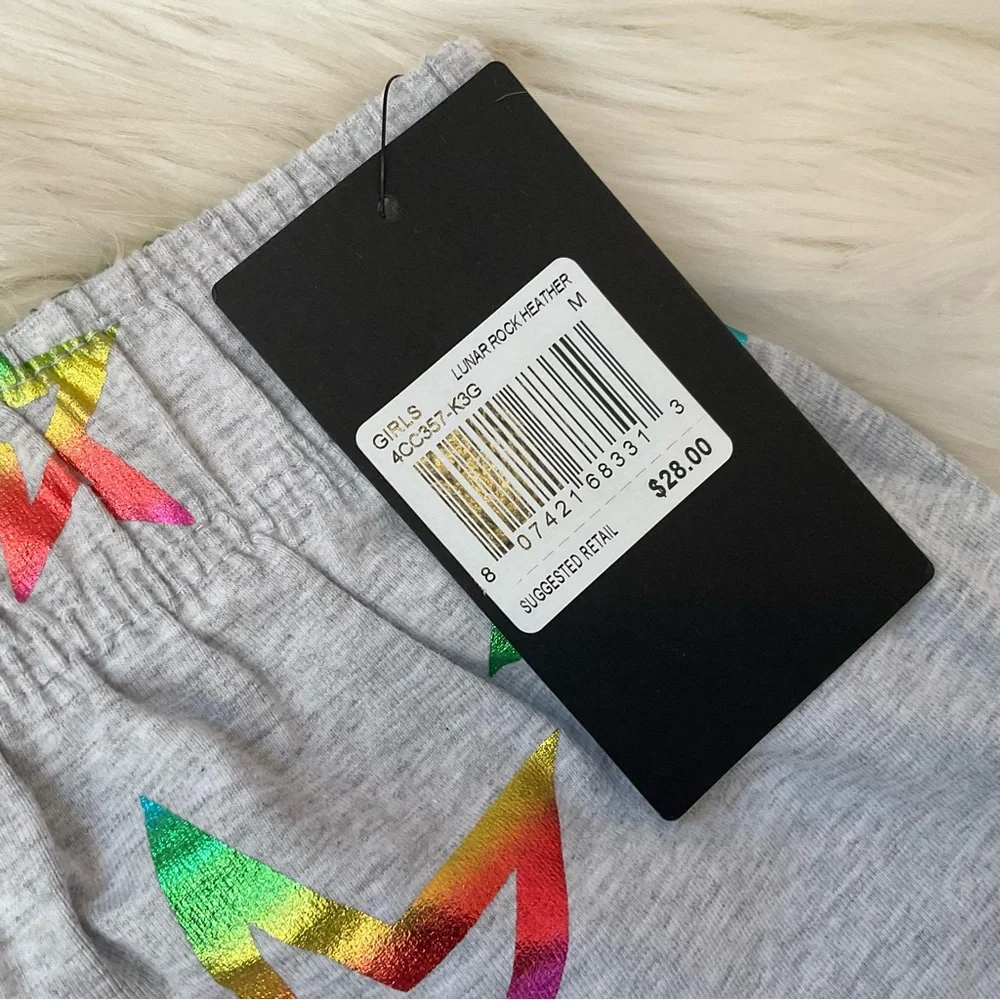 Converse Girls Patch Shine Pull-On Shorts - NWT - Size Medium 10-12 - Gray